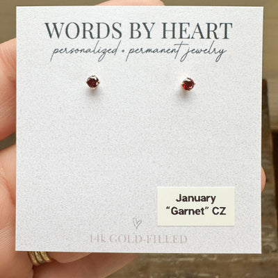 3mm “Birthstone” CZ Earrings