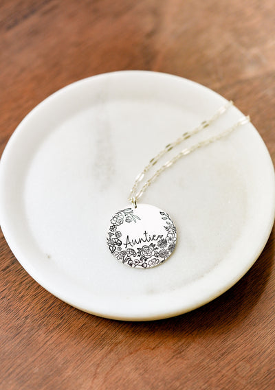 Auntie, Customizable Name Disc Necklace