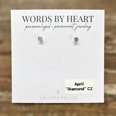 3mm “Birthstone” CZ Earrings