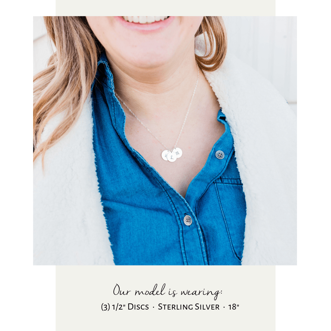 Words By Heart:Multiple Initial Disc Necklace:Asheville, NC