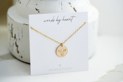 The Happy Heifer - Dainty Cow Disc Necklace