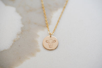 The Happy Heifer - Dainty Cow Disc Necklace