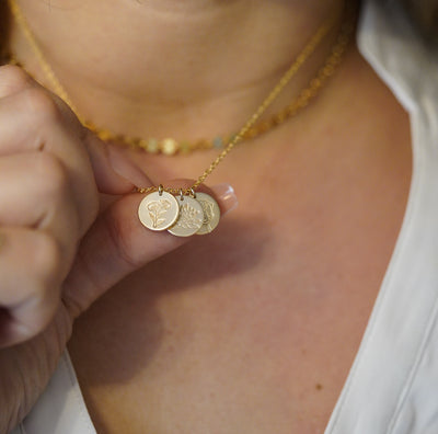 Birth Flower Disc Necklace