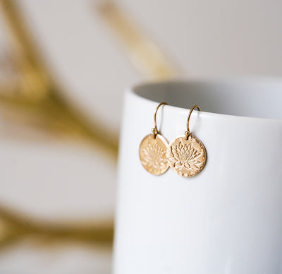 Birth Flower Disc Earrings