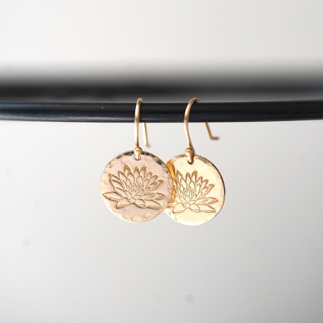 Birth Flower Disc Earrings