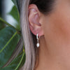 Sterling Silver Huggie Hoops + Pearl