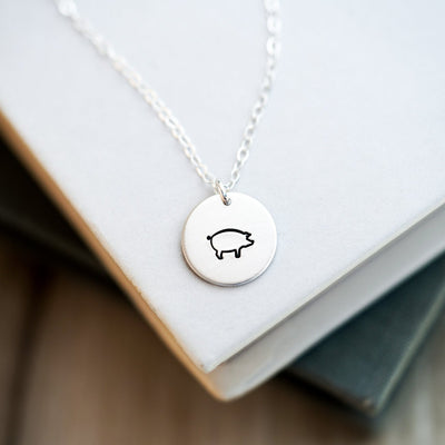 The Dainty Pig Disc Necklace