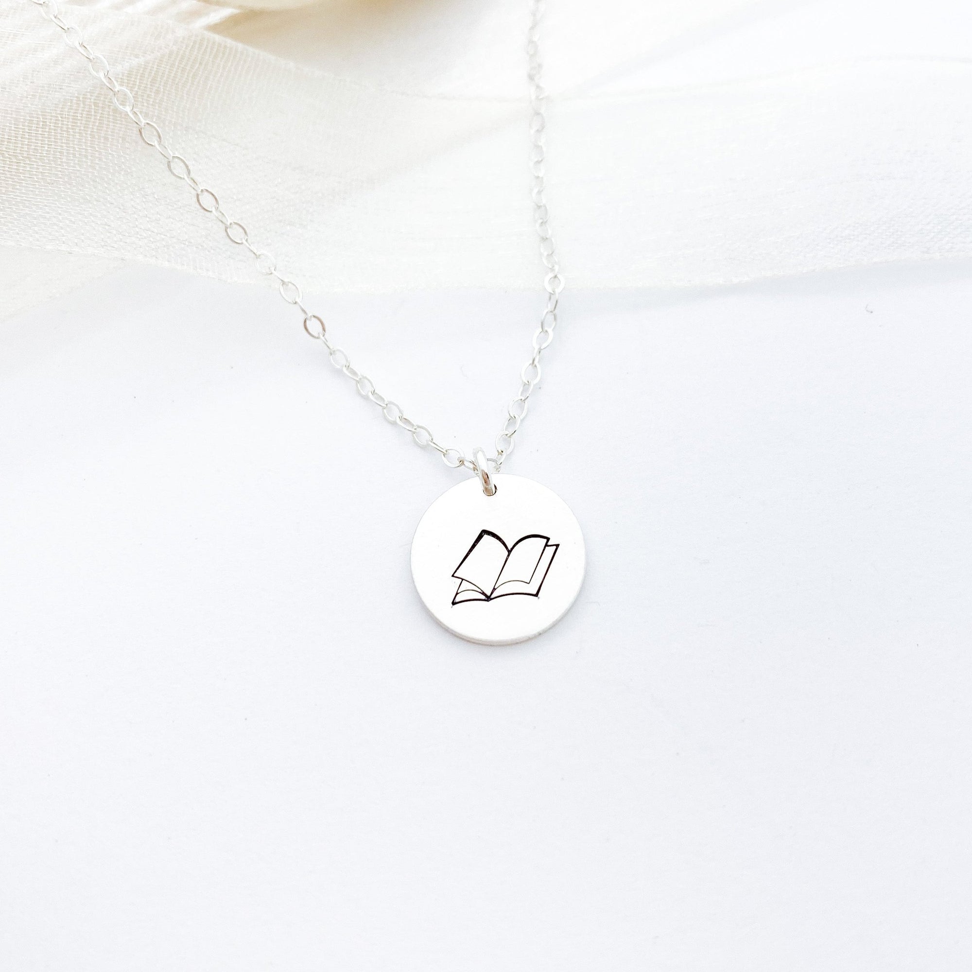 Words By Heart:Open Book, 1'2" Disc Necklace:Asheville, NC