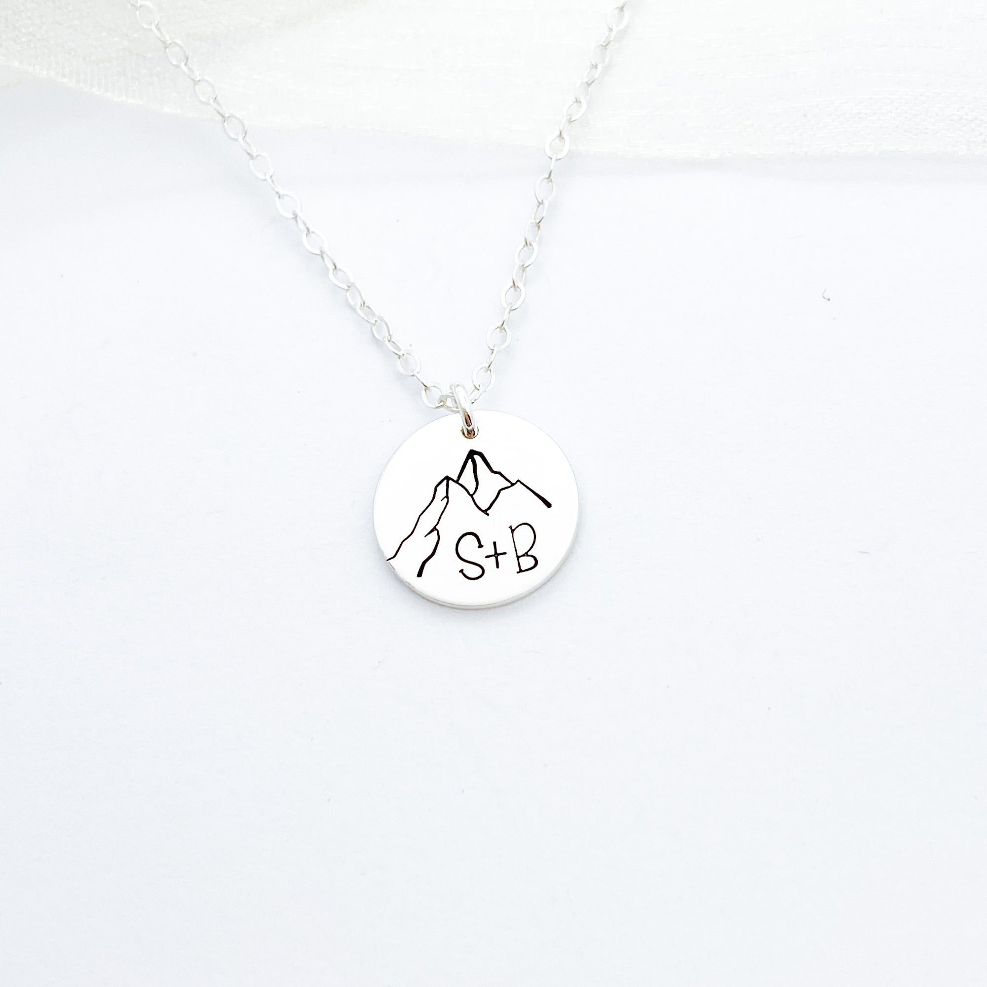 Words By Heart:Personalized Initial Mountain, 1'2" Disc Necklace:Asheville, NC