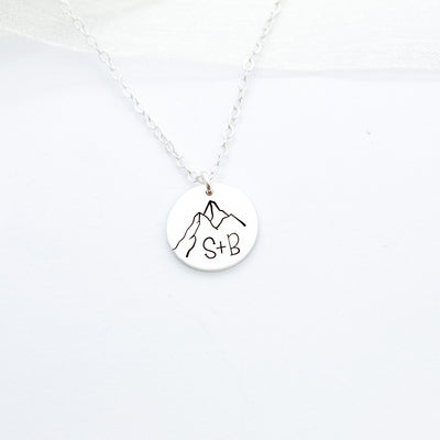 Words By Heart:Personalized Initial Mountain, 1'2" Disc Necklace:Asheville, NC