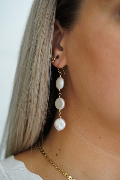 Cultured Freshwater Pearl Coin Earrings